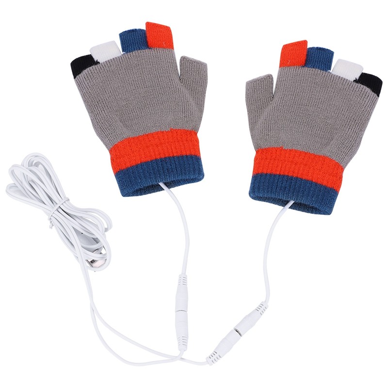 1 Pair 7.4V USB Winter Windproof Heating Gloves Outdoor Cycling