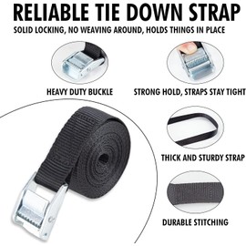 4 Pieces Tie Down Straps, 6M x 25cm Adjustable Lashing Straps, Heavy Duty Lashing Straps with Quick Release Cam Bukle for Trailer, Vans, Motorcycle, Luggage, Cargo, Trucks