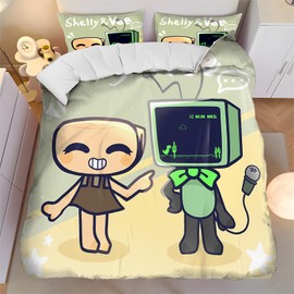 NlsqUK 3 Pcs Dandy's World Bedding Set, 135 x 200 CM Kids Single Duvet Cover Set with 2 Pillowcase, Dandy's World Cartoon Duvet Cover for Home Bedroom