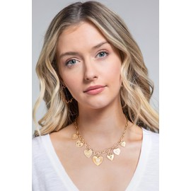 LILIE&WHITE Gold Heart Necklaces For Women With Seven different Heart Charm Gold Neckalce Puffy Heart Necklace Gold Charm Necklace Fashion Choker Necklace Link Gold Heart Necklace Jewelry Gift