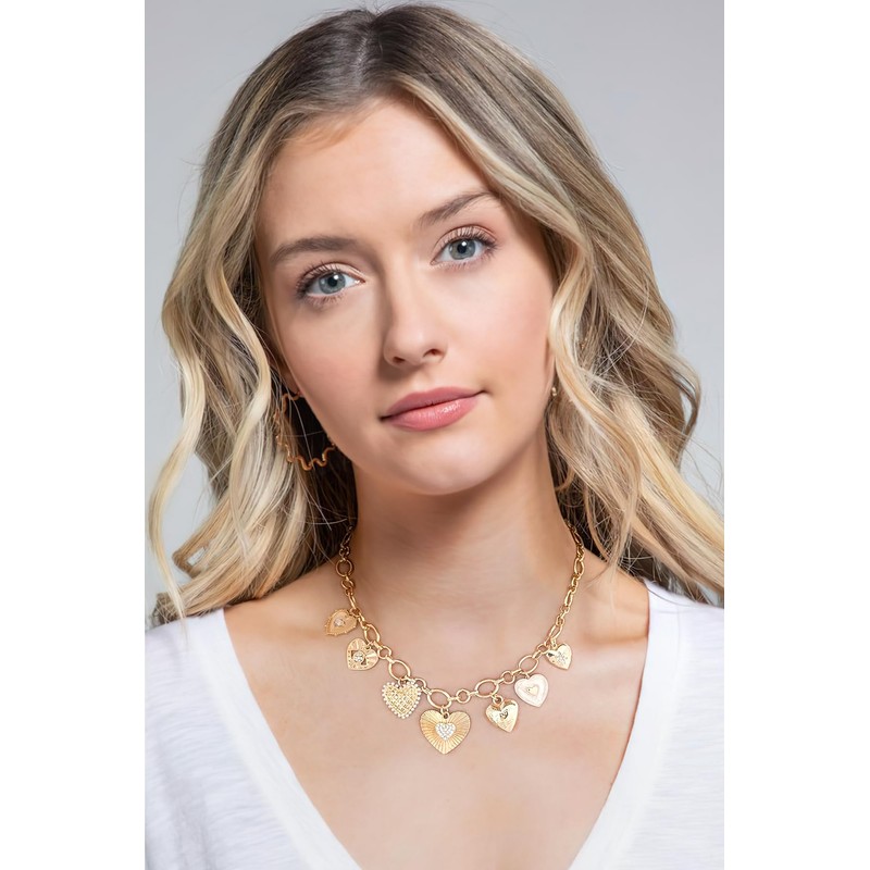 LILIE&WHITE Gold Heart Necklaces For Women With Seven different Heart
