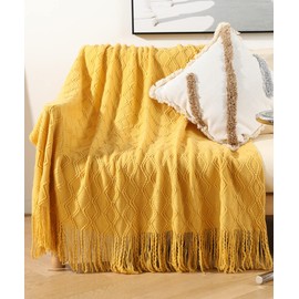 Sofa Cover, Multi Cover, Rug, Carpet, Multi Rug, Mat, Blanket, 48 x 74 inches (122 x 188 cm) (Including Fringe), Multi Cover for Throw Sofa (Yellow)