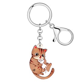 BAMAY Cute Cat Keychain Acrylic Car Key Chain Rings Pets Jewelry Cat Gifts for Cat Lovers Women Girls Kitten Charms, Mother's Day