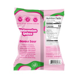 Blobs SOUR Gummy Candy Low Sugar, Low Calorie, Gluten Free for Kids & Adults - No Sugar Alcohols, Vegan, No Dyes - 1.8 oz per Bag (Pack of 6) - Watermelon Lychee