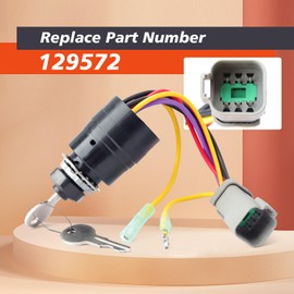 Mhrxusd 129572 Ignition Switch with 2 Keys Compatible with Tracker Boats, 3 Position 6 Wire Connector