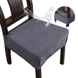 YUEANG Waterproof Stretch Seat Covers,Dining Room Chair for 4 Set Removable Washable Chair Slipcover Protectors,Rear Covers,Dark Grey