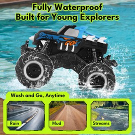 Threeking 1:16 Waterproof Monster Truck Toys RC Cars Amphibious Remote Control Car Trucks 4WD All Terrain Off-Road Pickup Toy for 6 7 8 9 10 11 12 Year Old Boys Girls Kids Gifts Presents