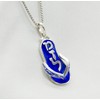 Jewish Necklace Mazel Royal-Blue Enamel Sterling Silver Pendant, Bat Mitzvah