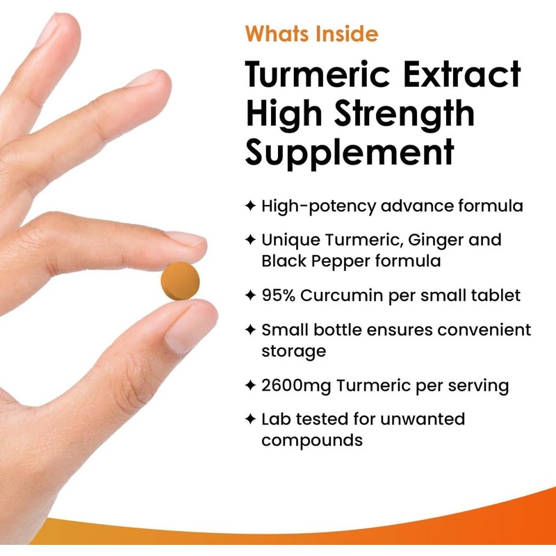 Turmeric Tablets 2600mg with Black Pepper & Ginger – 95%