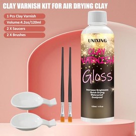 120ml Clear Varnish for Air Dry Clay, Gloss Finish Clear Glaze for Pottery , Ceramics, Oil Painting, Wood, Colourless Scratch Resistant Sealant Varnish (120x 1Pack)