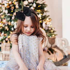 Amybasic Double-Layered Cute Bow Headbands for Girls & Toddlers – Multicolor, Stylish & Comfortable（Black）