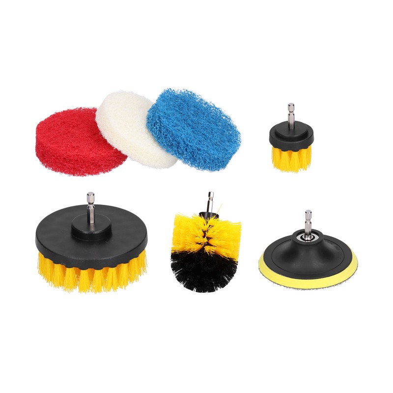 7PCS Drill Brush Scrub Pads Scouring Pad Cleaning Kit for