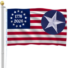 FLUUZE 250th USA Anniversary Flag, 1776-2026 Betsy Ross Embroidered Flag, 3x5 ft, Embroidered American Outdoor Flags, 250th Years American Flag Heavy Duty with 2 Brass Grommets