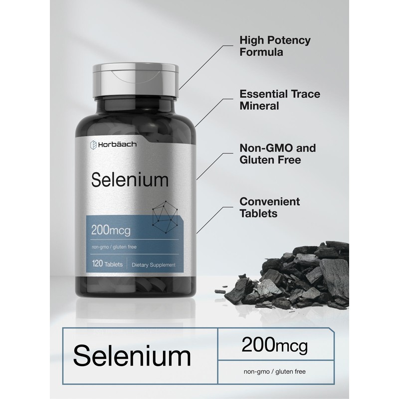 Horbäach Selenium 200 mcg | 120 Tablets | Vegetarian, Non-GMO,