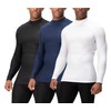 DEVOPS 3 Pack Men's Athletic Turtle Neck Long Sleeve Compression