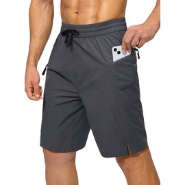 Tansozer Men's Quick-Drying Swimming Shorts Board Shorts Swimming Trunks with Zip Pocket, darkgray, L