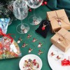 AHANDMAKER 24Pcs Red Christmas Wine Charms Holiday Drink Charm Christmas