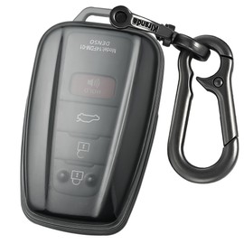 Kirsnda Key fob Cover Compatible with Toyota Camry RAV4 Highlander Avalon C-HR Prius Corolla ect Smart Remote Key Accessories,TPU Protection Key Case,A Model Transparent Black