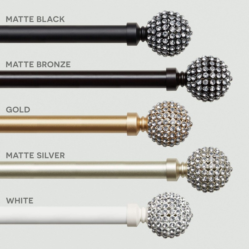 Exclusive Home Anastasia 1" Curtain Rod and Finial Set, Black,