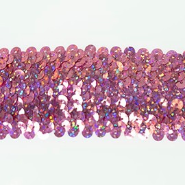 Trims by the Yard 4-Row Starlight Hologram Sequin Stretch Trim, 1 1/2-Inch Versatile Sequins for Crafts, Durable Sequin Trim for Costumes, Fashion, and Home Decor, 10 Yards Cut, Paris Pink