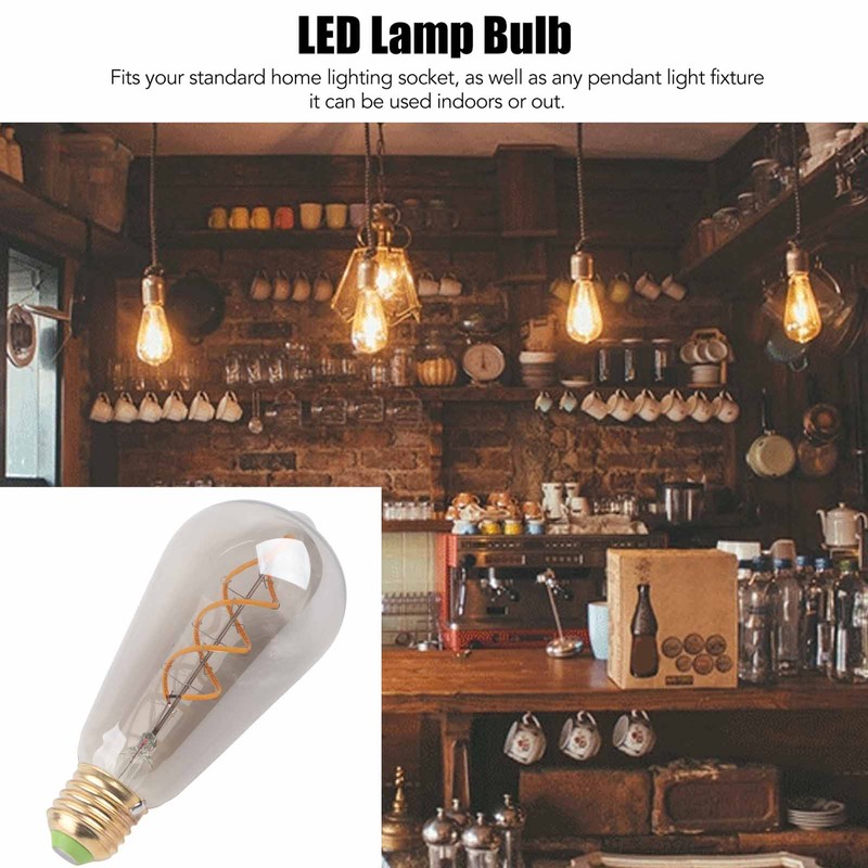 ST64 Light Bulb Vintage Dimmable 360lm Warm Light LED Filament