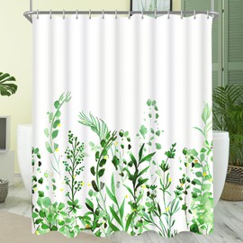 Lerores Shower Curtain 200 x 200 cm, Anti-Mould Textile Shower Curtains, Flowers, Waterproof, Washable Polyester Fabric Bath Curtain for Bathroom, Bathtub with 12 Hooks