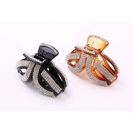 Women Elegant Twist Rhinestone Crystal Hair Clip Acrylic Jaw Clip Hairpin Hair Claw Hair Accessories (Brown - A#)