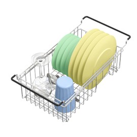 Expandable Dish Drying Rack Over The Sink Small Dish Drainer in Sink Adjustable Rustproof Sink Strainers for Kitchen-304 Stainless Steel