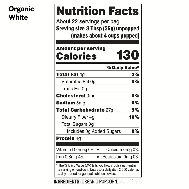 Black Jewell Organic Popcorn, Organic Select White, 28.35oz (Pack of