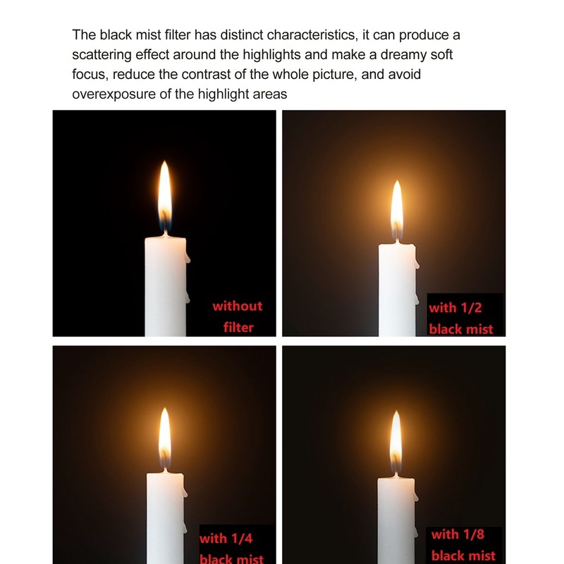 Lightdow Black Diffusion 1/4 Filter Mist Cinematic Effect Soft Focus