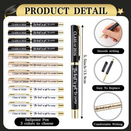 Motiskyy 12 Set Graduation Gifts Bulk Class of 2026, Metal Pens Compass Keychains with Congrats Cards and Bags, Party Favors for Students(Black White Champagne Gold)
