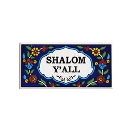 Shalom Y'All Tiles (Flowers on Blue). Armenian Ceramic