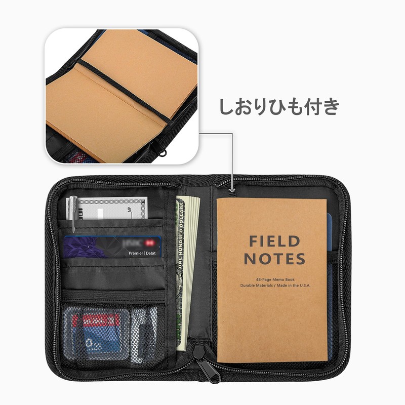 Damero Pocket Notebook Cover Zipper Case for 9cmx14cm/B7 Notebook with