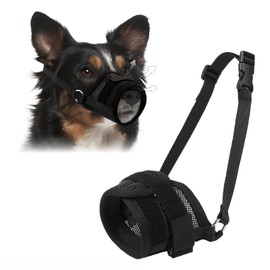 Coppthinktu Dog Muzzle Dog Mouth Guard, Soft Mesh Muzzles for Small Medium Large Dogs Mouth Cover, Adjustable Muzzles for Dogs to Prevent Biting Chewing Allows Panting Drinking (Black S)