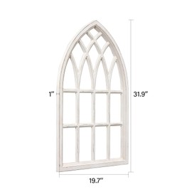 Sintosin Rustic Arched Window Frame 20 x 32 Inch, Hanging Distressed White Window Pane Wall Decor, Farmhouse Window Frame Decor, Wooden Cathedral Window Frames for Wall Decor Living Room Christmas