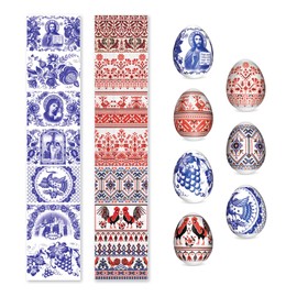 OFXDD 14 Pcs Egg Wraps Easter Set - Traditional Easter Egg Shrink Wrappers - Ukrainian Easter Egg Decorating Kit - Othtodox Easter Egg Wrappers for Pysanka - Thermo Easter Egg Sleeves