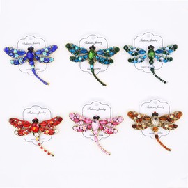 Apol Set of 6 Dragonfly Themed Fashion Enamel Crystal Rhinestones Brooch Pin for Women Jewelry Clothes Dress Scarf Decoration, Alloy, Rhinestone