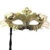 WILOVCOS Womens Masquerade Mask with Stick, Handheld Mardi Gras Mask,Venetian