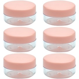 Roellgs Empty Sample Pots, 6 Pcs Empty Plastic Cosmetic Jars, Mini Cosmetic Containers, for Face Creams, Make-Up, Glitter Nail Art Sto (Pink)