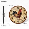 TAHEAT 14 Inch Rustic Rooster Wall Clock Retro Silent Non