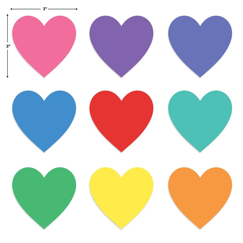 Paper Heart Cutouts 108pcs | Cut Out Shapes for Bulletin