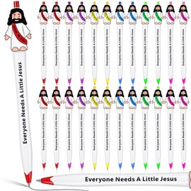 Landical 24 Pcs Jesus Loves You Ballpoint Pen Little Jesus Figures Original Design Christian Pens Bulk for Religious Party Favors Sunday School Baptism Gifts