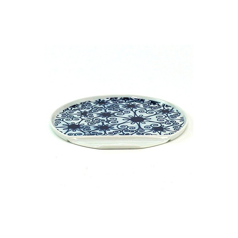 Ichiryu Kiln Flower Pattern "Japanese Crest" IM Half Moon Plate