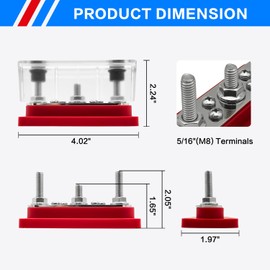 jamgoer 150A Bus Bar 12V Heavy Duty Power Distribution Block 3 x 5/16"(M8) Terminal Studs and 4 x #8 Terminal Screws Waterproof Marine Bus Bar Terminal Block with Cover for Car Boat RV Solar System