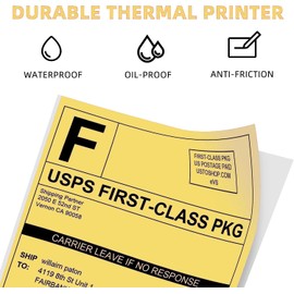 Phomemo 4x6 Thermal Label Printer Paper - 500 PCS Yellow 4"x6" Fan-Fold Shipping Supplies Labels - Water/Oilproof Label Stickers - Permanent Adhesive Thermal 4x6 Labels for Small Business