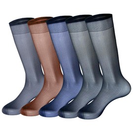 Cityelf - Paquete de 5 calcetines de seda para hombre, calcetines de vestir ultrafinos de nailon Sox de verano, 2black+1navy+1grey+1coffee, M
