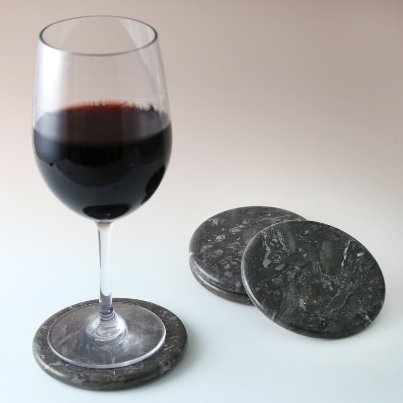 Creative Home Natural Charcoal Marble Set of 4 Pieces Round