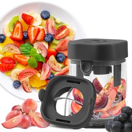 Stainless Steel Fruit & Vegetable Cutter - Detachable Bite Size Food Cutter for Toddler - Quickly Making Fruit & Vegetable Salad (Black)