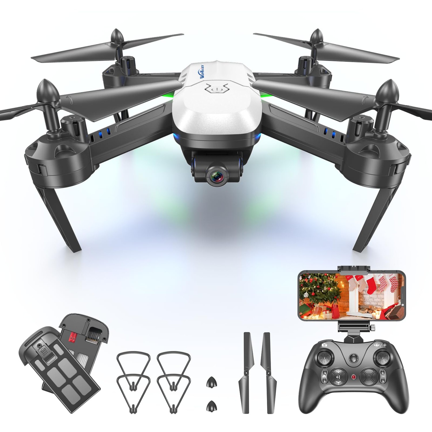 Wipkviey T6 Drone with 1080P HD Camera, Professional Drones for Children  and Beginners, WiFi Direct Video FPV Drone with 2 Batteries 30 Mins, Toy  Gifts for Girls and Boys 