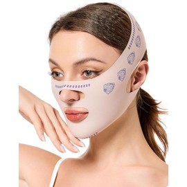 TPZORJX 1 x Stripless Half Face Lift Mask, V Face Mask, Face Lift Mask, Sleeping Mask, for Double Chin and Saggy Face Skin, Adjustable (Pink)